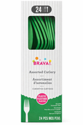 Amscan Heavy Weight Plastic Cutlery Assortment, Festive Green, 24 ct - Case of 72