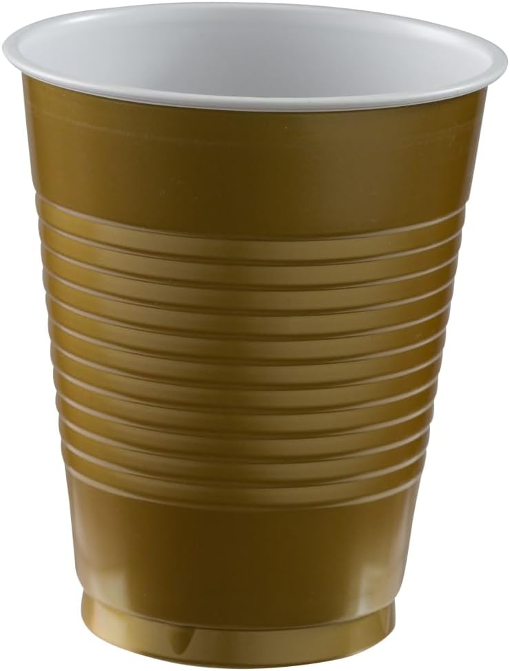 Amscan Plastic Tumblers, Gold, 18 oz, 50 ct - Case of 20