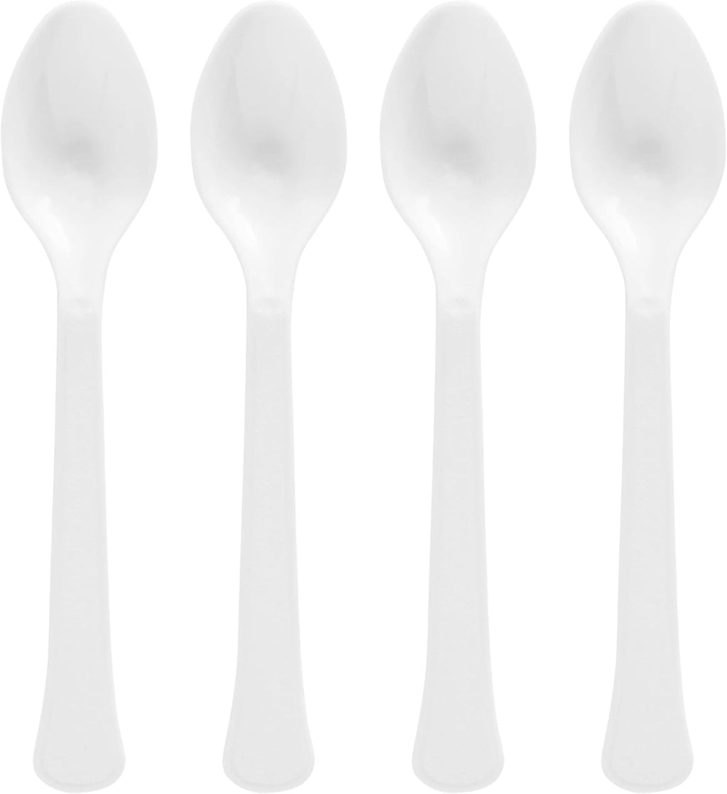 Amscan Heavy Weight Plastic Spoons, Frosty White, 50 ct - Case of 12