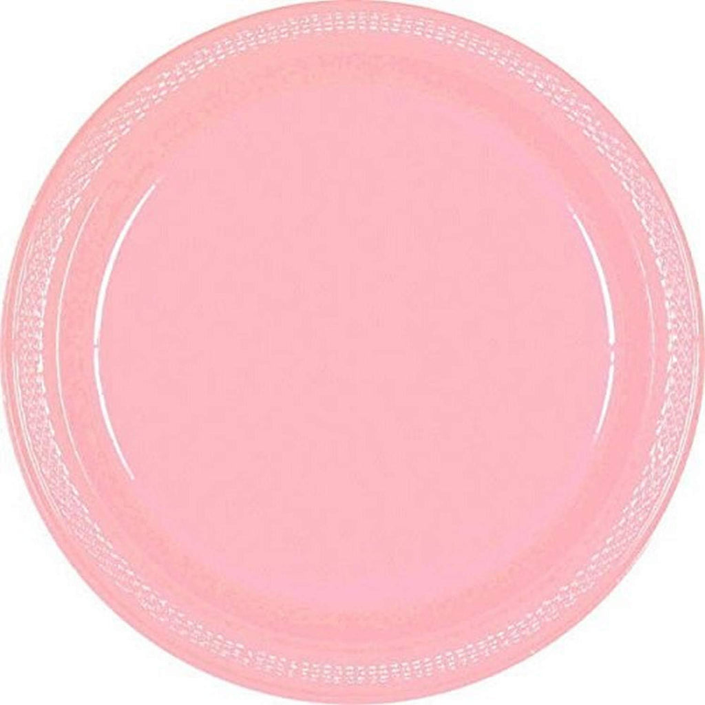 Amscan Plastic Dessert Plates, New Pink, 7", 50 ct - Case of 6