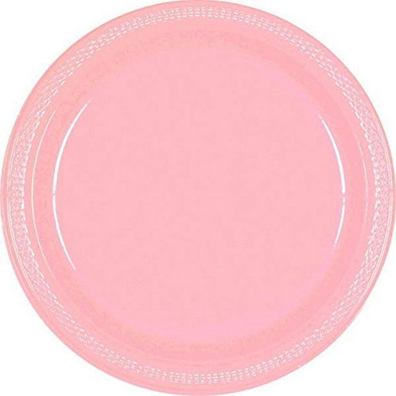 Amscan Plastic Dessert Plates, New Pink, 7", 50 ct - Case of 6
