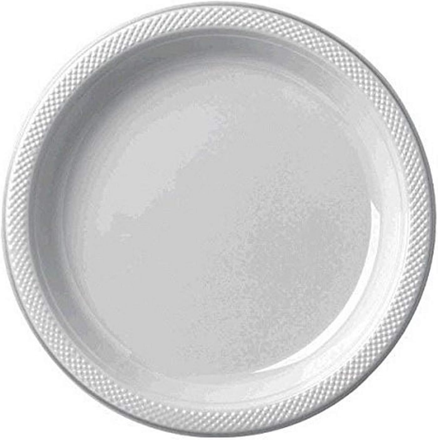 Amscan Plastic Dinner Plates, Silver, 10.25", 50 ct - Case of 6