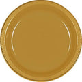 Amscan Plastic Dessert Plates, Gold, 7", 20 ct - Case of 10