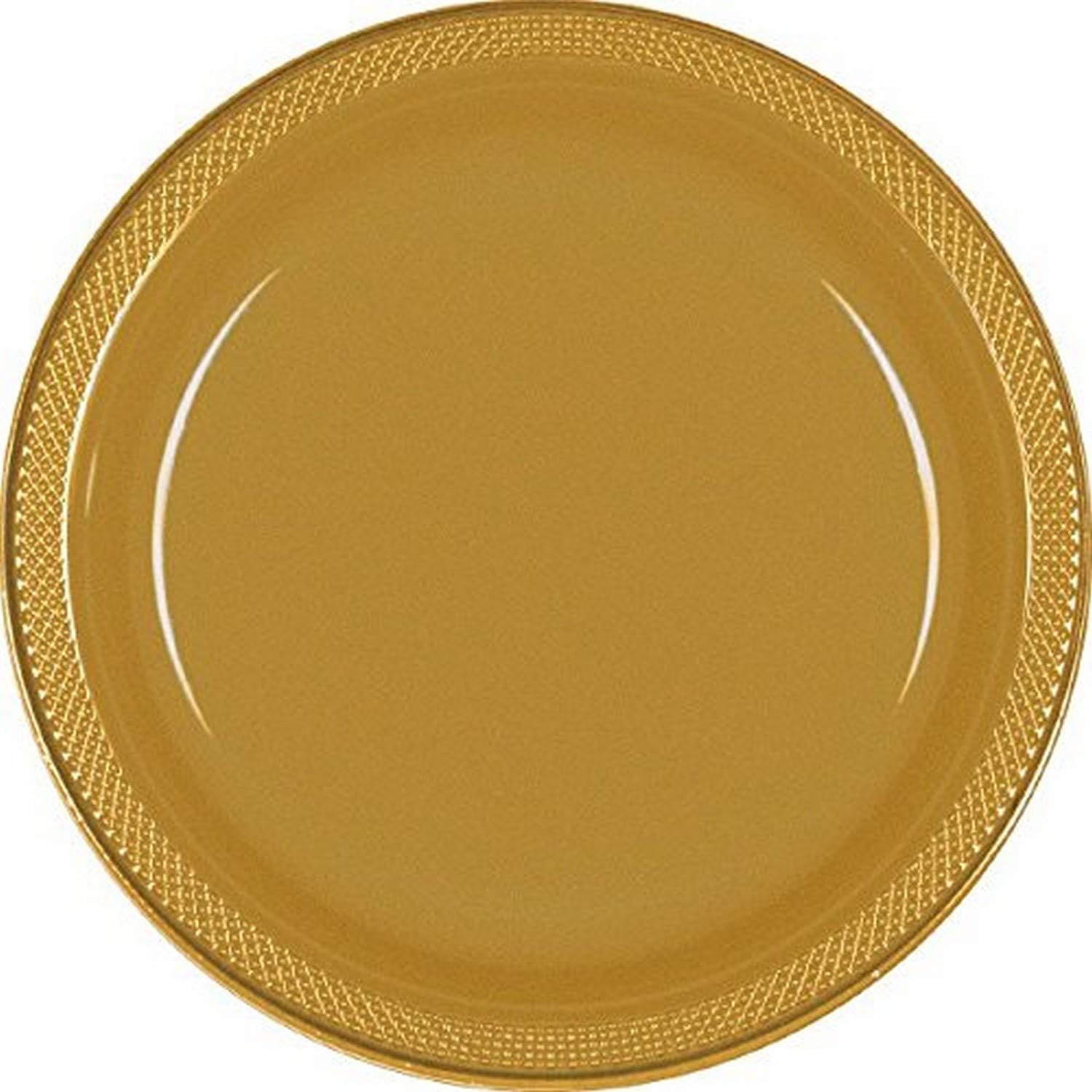 Amscan Plastic Dinner Plates, Gold, 10.25", 50 ct - Case of 6