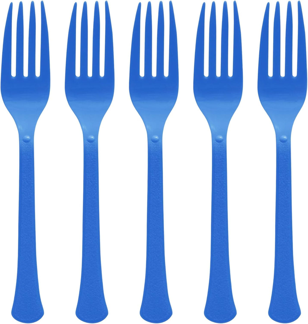 Amscan Heavy Weight Plastic Forks, Bright Royal Blue, 20 ct - Case of 72