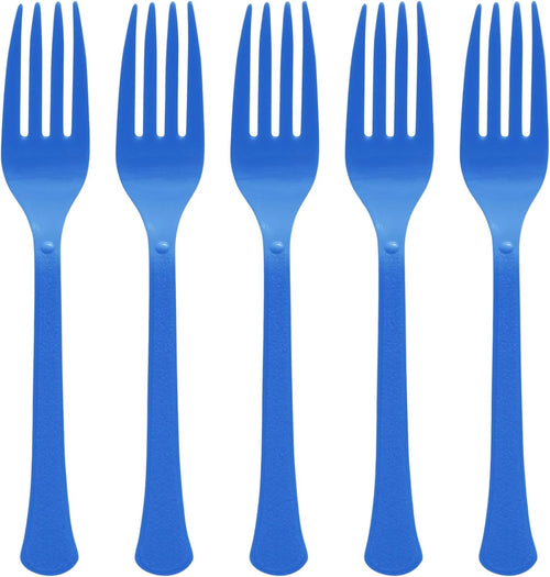 Amscan Heavy Weight Plastic Forks, Bright Royal Blue, 20 ct - Case of 72