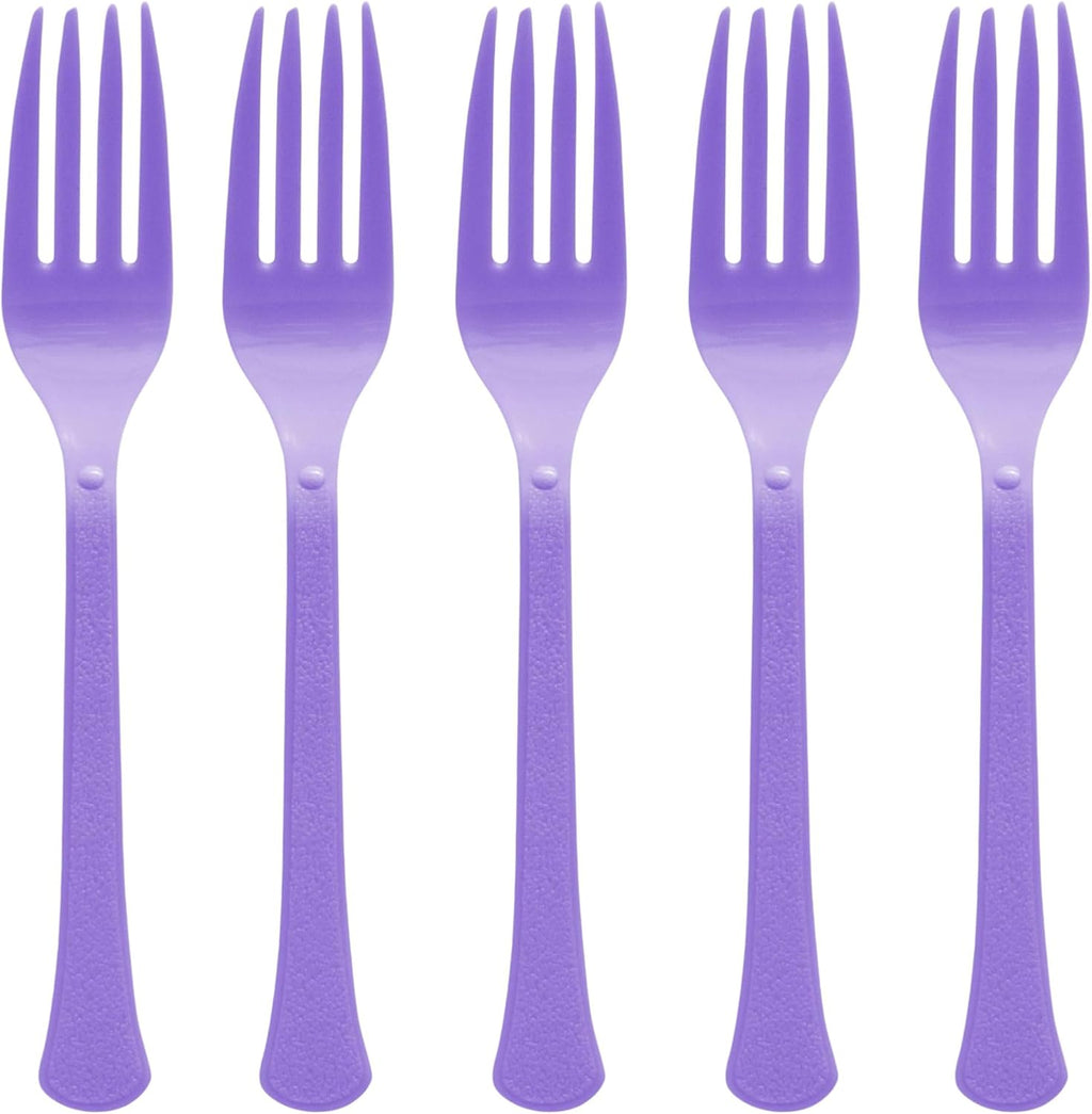 Amscan Heavy Weight Plastic Forks, Lavender, 20 ct - Case of 72