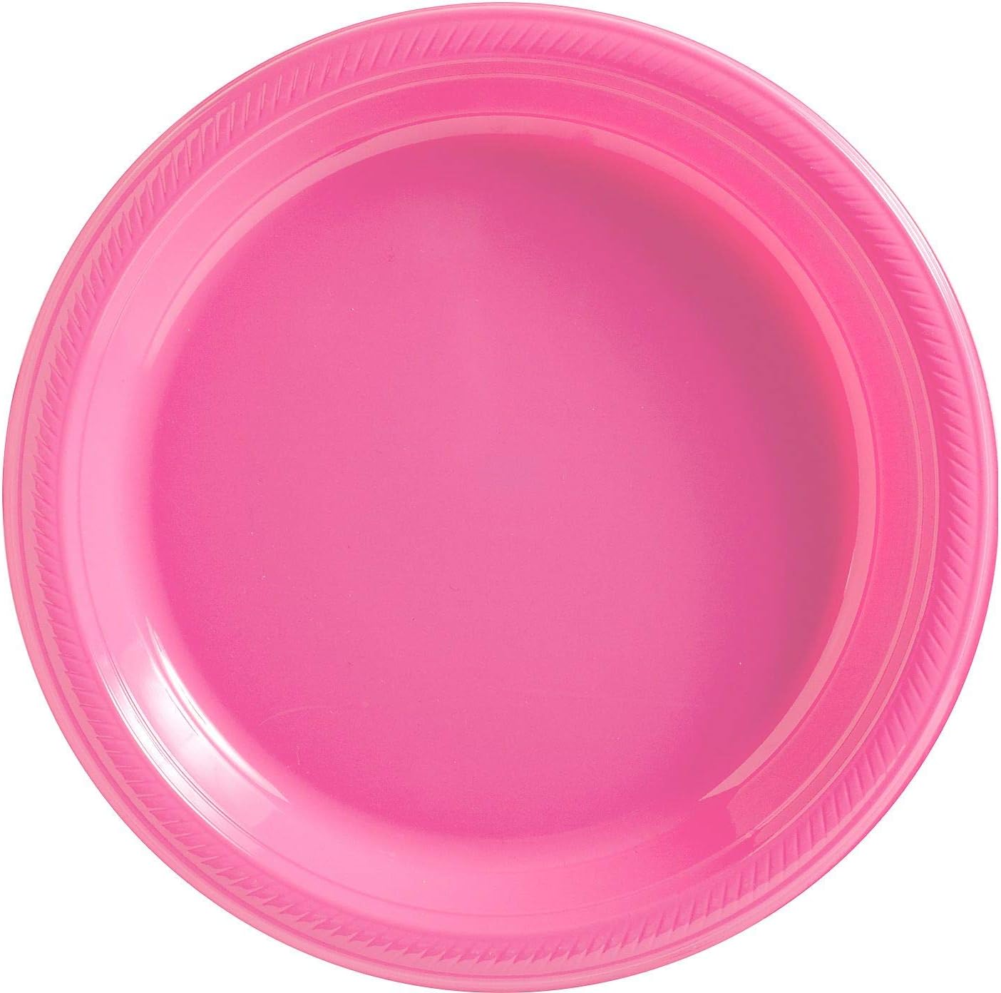 Amscan Plastic Dessert Plates, Bright Pink, 7", 50 ct - Case of 6