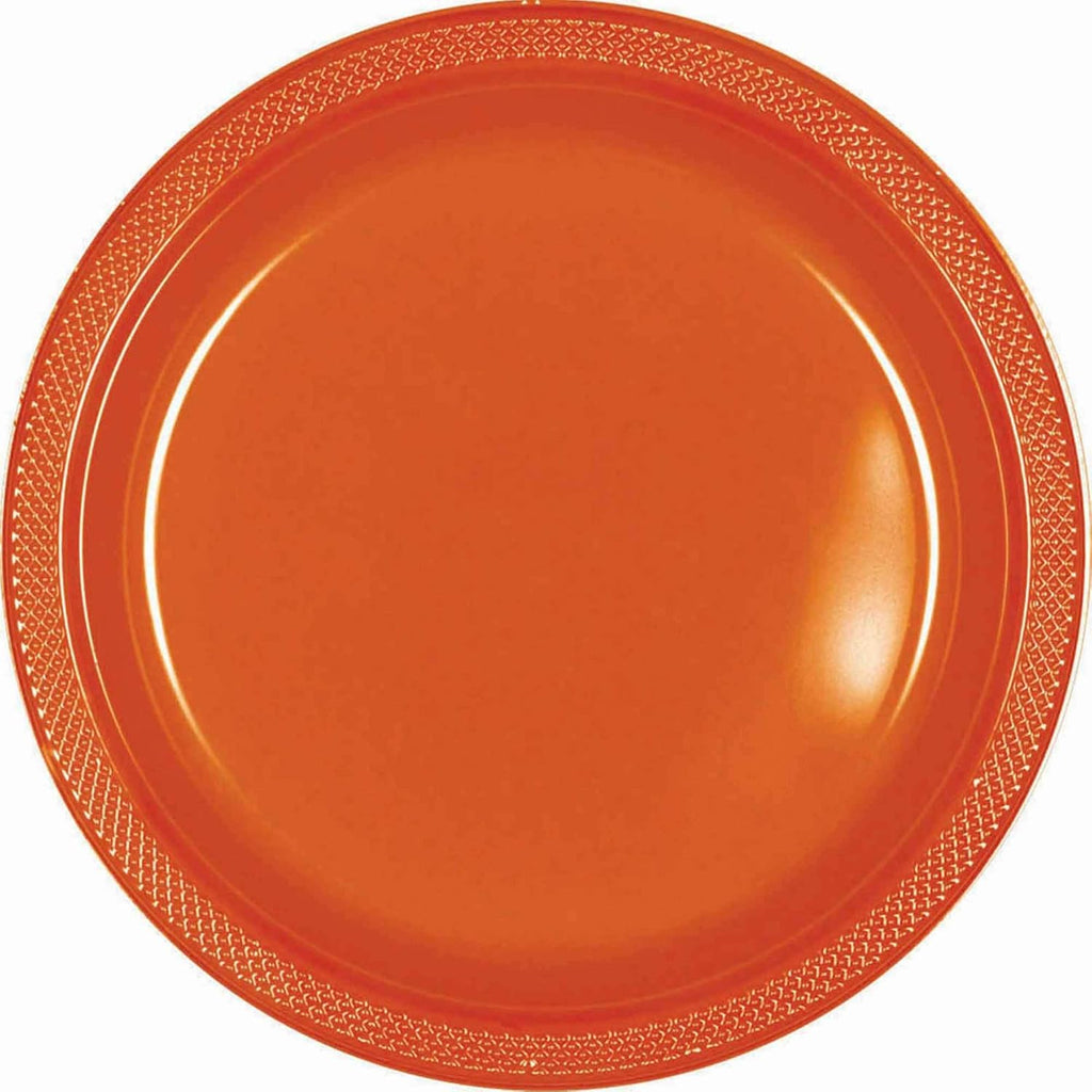 Amscan Plastic Dessert Plates, Orange, 7", 50 ct - Case of 6