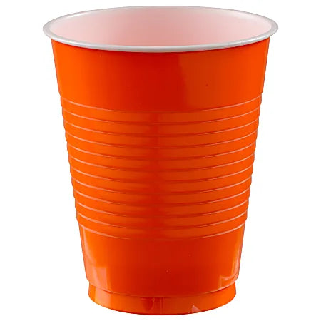 Amscan Plastic Tumblers, Orange, 18 oz, 20ct - Case of 10