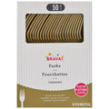 Amscan Heavy Weight Plastic Forks, Gold, 50 ct - Case of 12