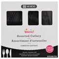 Amscan Heavy Weight Plastic Cutlery Assortment, Jet Black, 80 ct - Case of 6