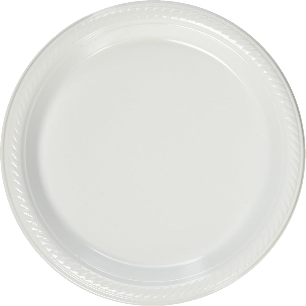 Amscan Plastic Dessert Plates, White, 7", 50 ct - Case of 6