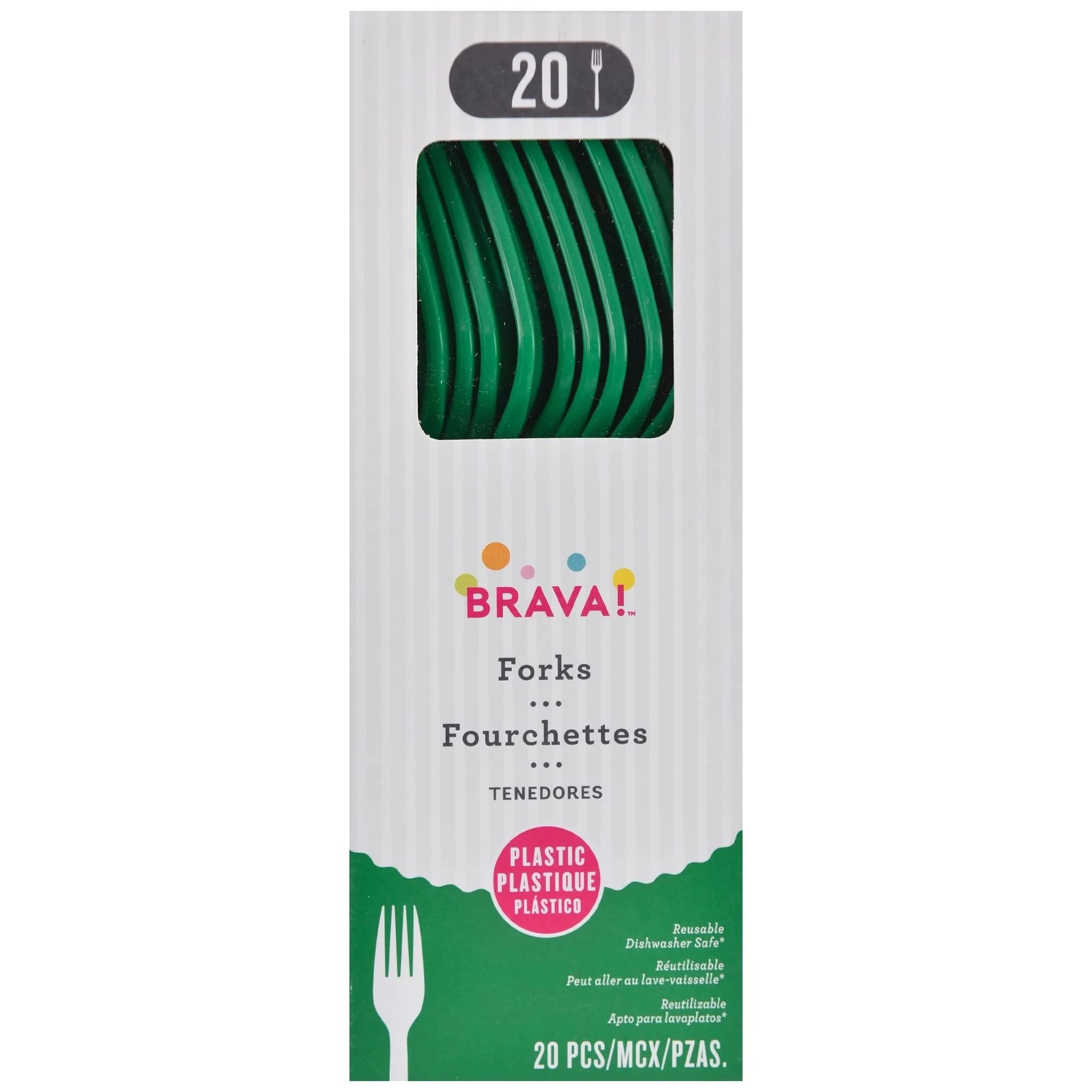 Amscan Heavy Weight Plastic Forks, Festive Green, 20 ct - Case of 72