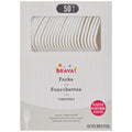 Amscan Heavy Weight Plastic Forks, Frosty White, 50 ct - Case of 12