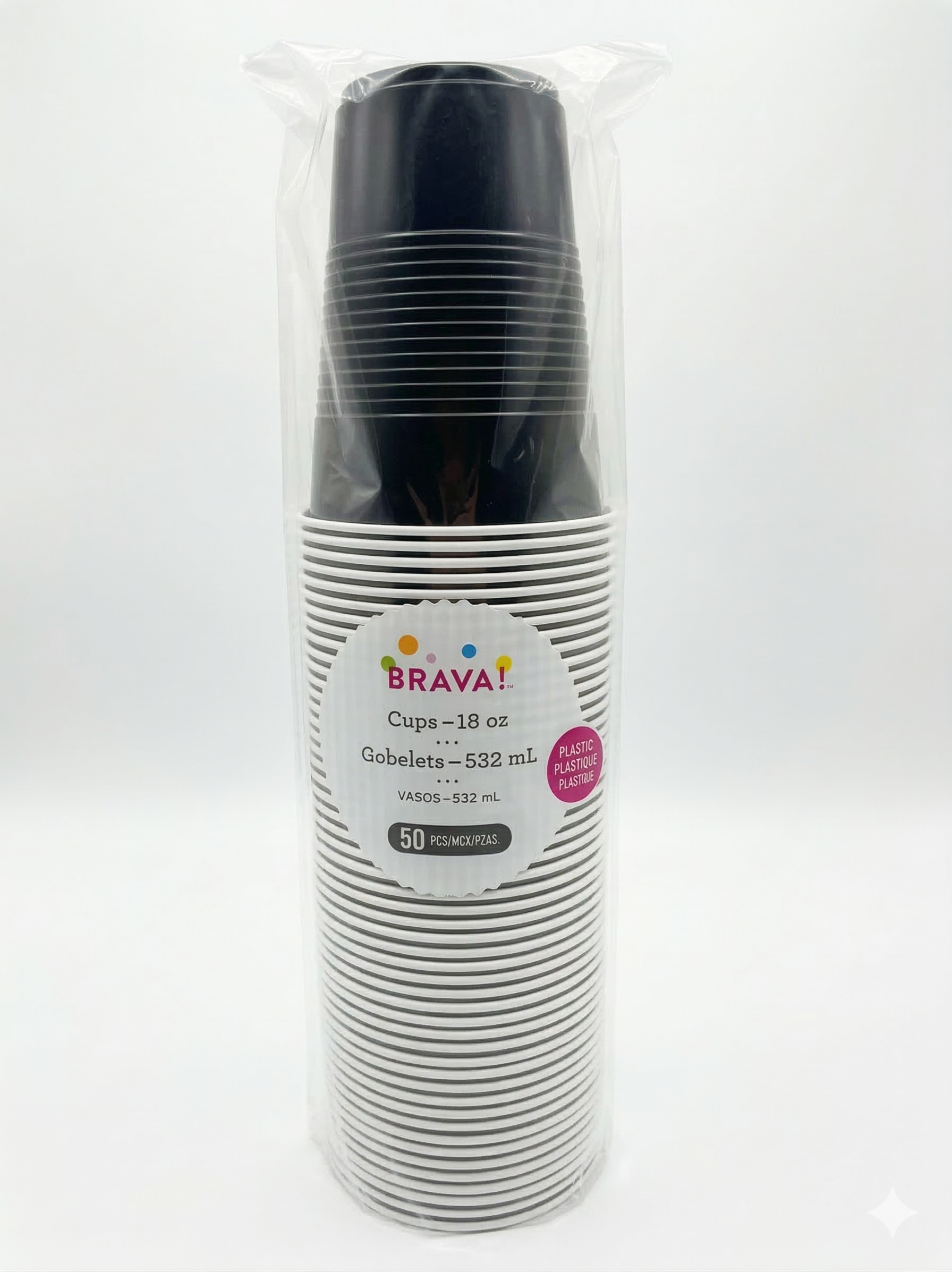 Amscan Plastic Tumblers, Jet Black, 18 oz, 50 ct - Case of 20