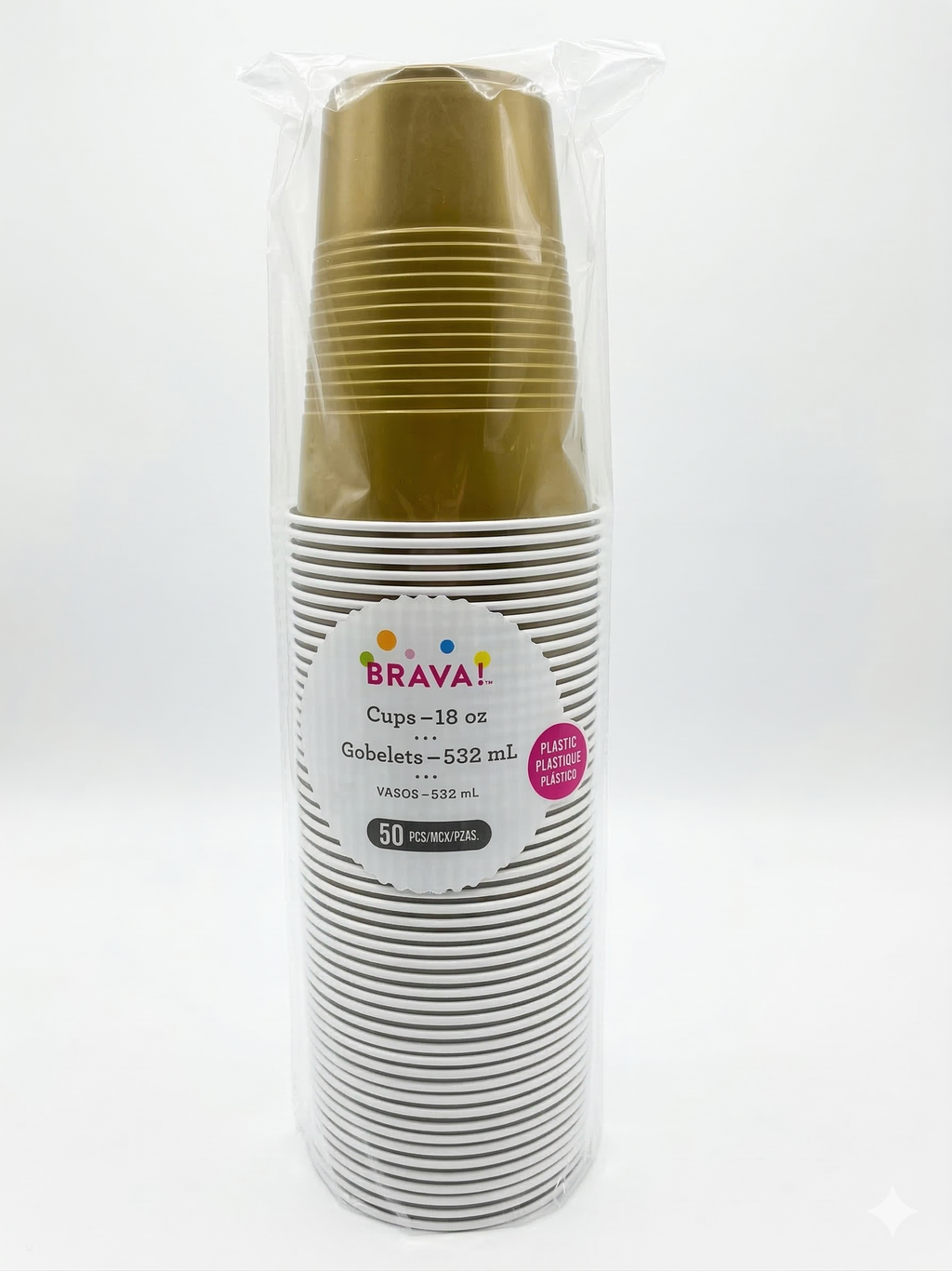 Amscan Plastic Tumblers, Gold, 18 oz, 50 ct - Case of 20