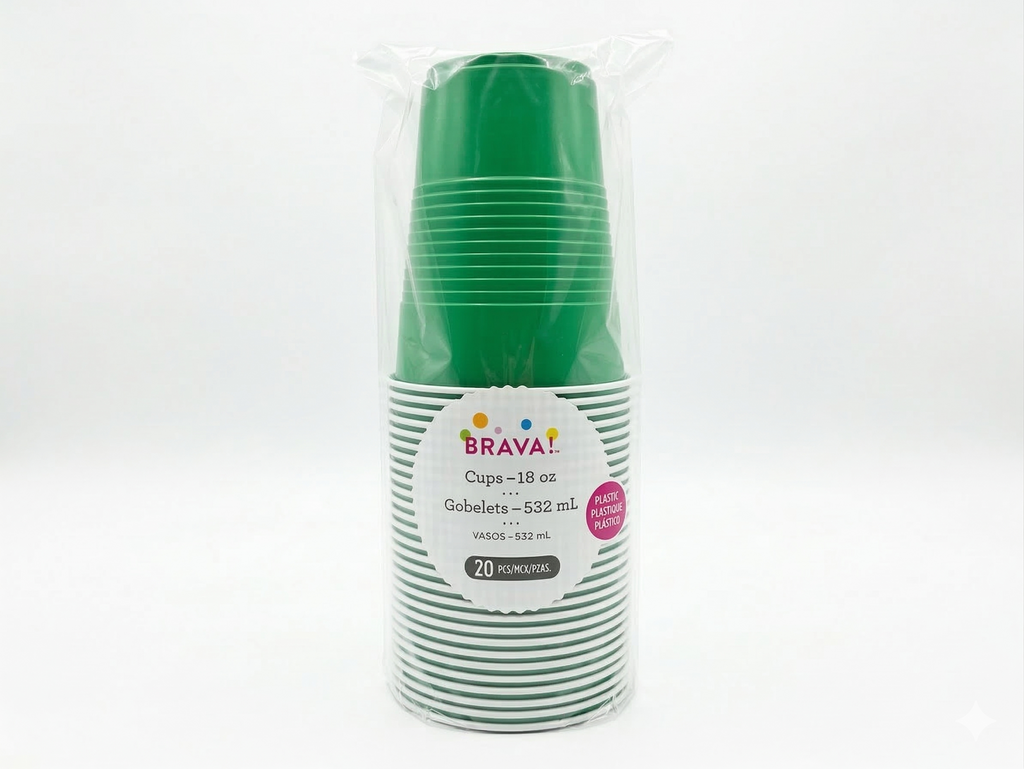 Amscan Plastic Tumblers, Green, 18 oz, 20ct - Case of 10