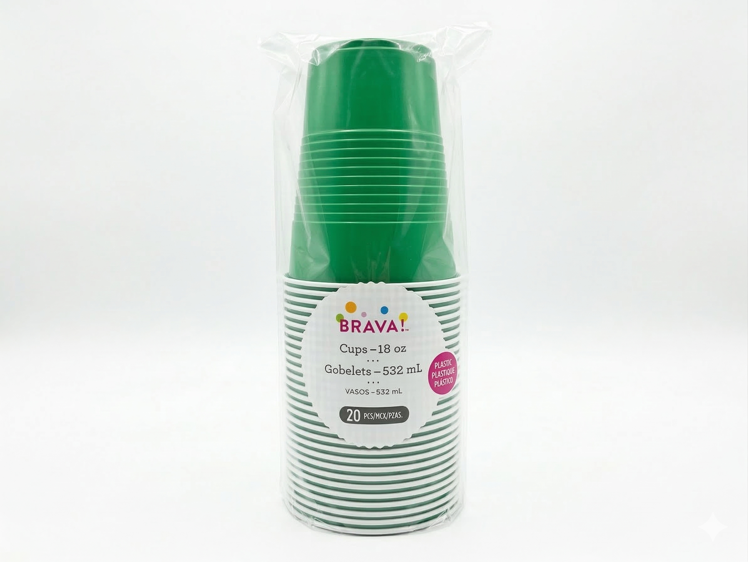 Amscan Plastic Tumblers, Green, 18 oz, 20ct - Case of 10