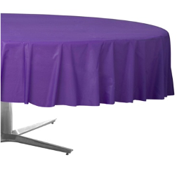 Amscan Plastic Tablecover, Round 84", New Purple - Case of 72