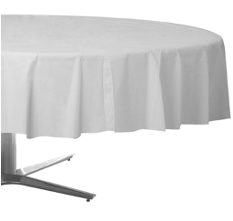 Amscan Plastic Tablecover, Round 84", White - Case of 72