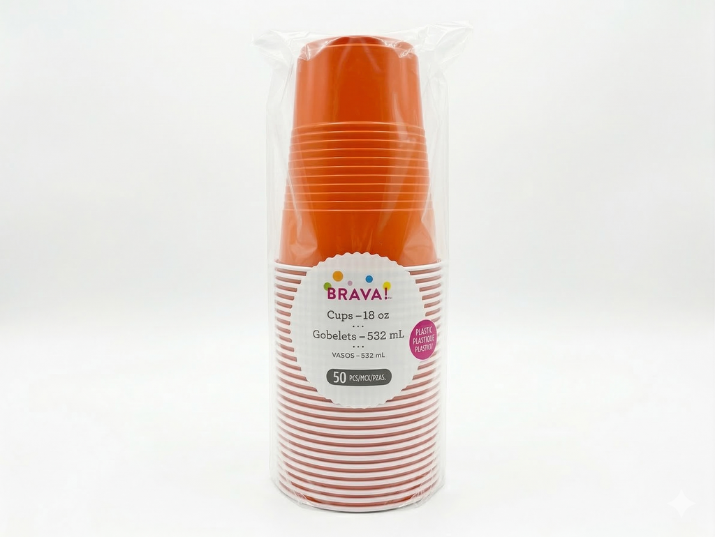 Amscan Plastic Tumblers, Orange, 18 oz, 20ct - Case of 10