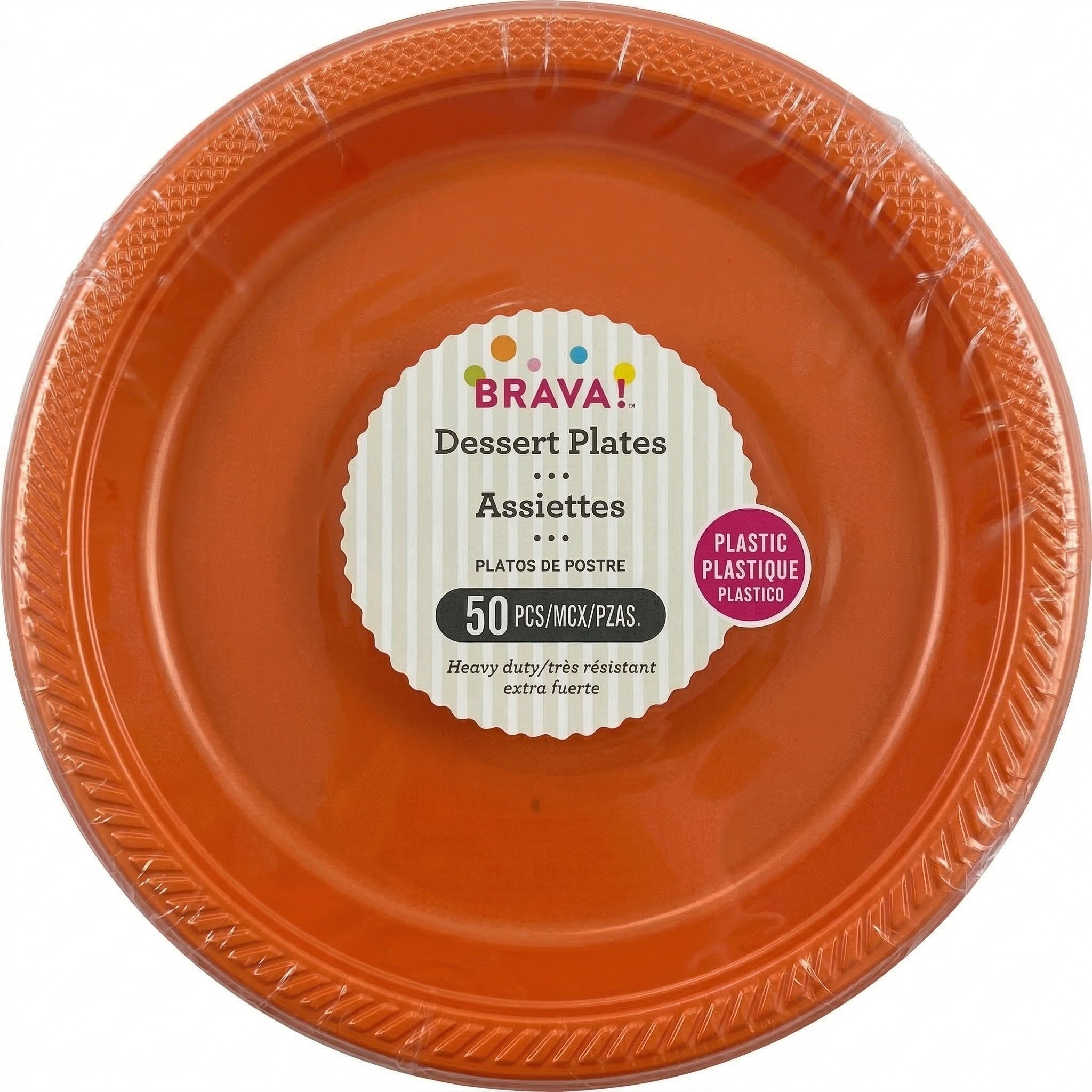 Amscan Plastic Dessert Plates, Orange, 7", 50 ct - Case of 6